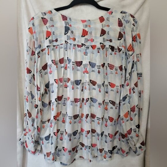Nic + Zoe Perk Up Coffee Cup Print Top Size Large - Picture 7 of 7